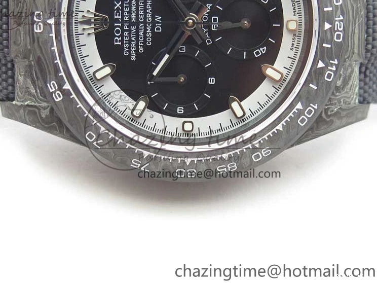 0601 Daytona DIW Carbon OMF Best Edition Black White Dial on Black Nylon Strap A OnTrend 2843
